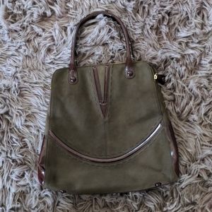 Tre Vero suede brown and Burgundy semi tote bag